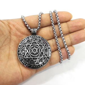 Pendentif Talisman Sceau de Salomon Vintage, Étoile de <span class=keywords><strong>David</strong></span> à six branches, 12 signes du zodiaque - Product Image 4