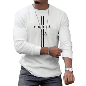 Maglietta a Maniche Lunghe da Uomo in Maglia, Traspirante, Classica Nera e Bianca, Antipiega, Asciugatura Rapida, 100% Poliestere, Stampa Digitale, Vendita all'Ingrosso <span class=keywords><strong>Paris</strong></span> - Product Image 4