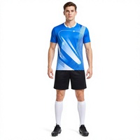 Seragam Sepak Bola Sublimasi Custom Kerah V Lengan Pendek, Seragam Bola Cepat Kering Bahan Polyester Bernapas, Pakaian Latihan Tim