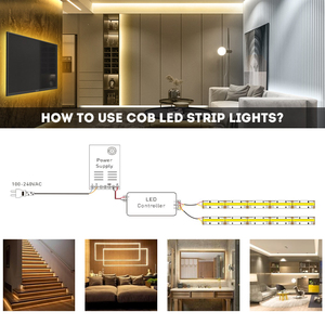 Adjustable <b>White</b> CCT COB LED <b>Strip</b> 640LED 10mm DC24V for Commercial Interior Ambient Home Decor Cabinet Ceiling - Product Image 5