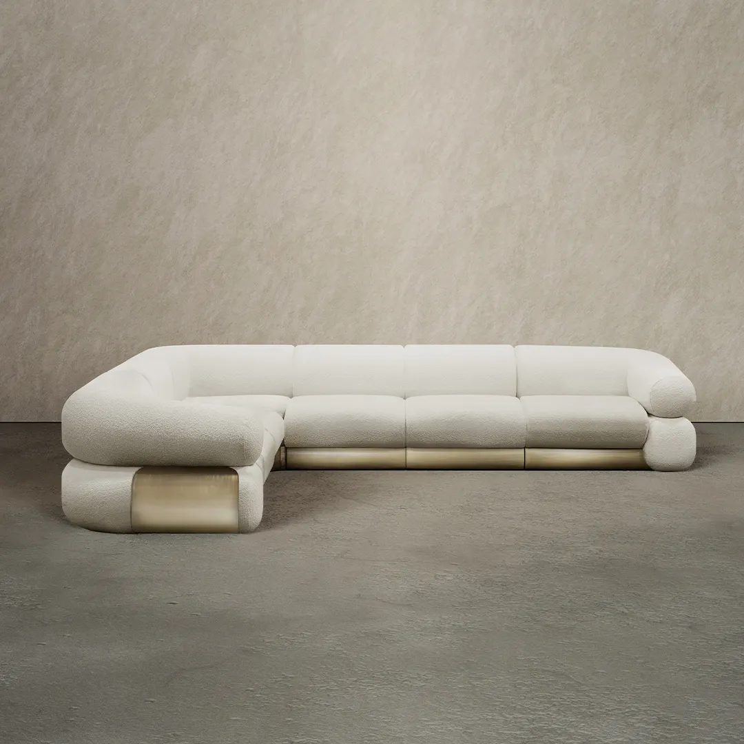 Роскошный дизайн три сиденья Белый бархатный рычаг гостиной диван мебель набор