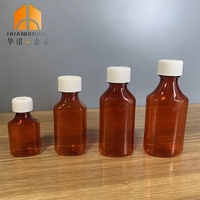 Bouteille ovale en plastique PET vide de 8 oz pour médicaments liquides, sirop, médicaments contre la toux avec couvercle CRC en stock