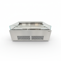 Vitrina Refrigerada Comercial con Tapa de Vidrio Plano para Sándwiches, Ensaladas, Postres y Sushi, con Puerta Abierta para Mantener Frescos los Productos