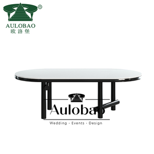 Hotel Furniture Wedding Event MDF Top <b>Stainless</b> <b>Steel</b> Oval Wedding <b>Table</b> Set - Product Image 5
