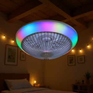 Ventilador de Techo LED RGB Regulable de 15 Pulgadas con 6 Velocidades, Control Remoto, Diseño Moderno sin Aspas para Dormitorio, Habitación Infantil, Fiestas - Product Image 2