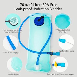 Poche à eau isolée légère et portable de 2 L en TPU pour les sports de plein air, la course à pied, le camping, la randonnée, le cyclisme - Product Image 4
