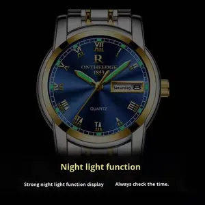 <span class=keywords><strong>Montre</strong></span> à <span class=keywords><strong>quartz</strong></span> pour homme, boîtier en métal, bracelet en acrylique, étanche, lumineuse, double calendrier, tendance, étudiant, grand cadran, 41 mm - Product Image 4