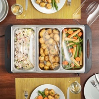 Autres fournitures hôtelières et de restauration : Plateau chauffant électrique de luxe pour fêtes, buffet et traiteur, ensemble de service pour maintien au chaud des aliments
