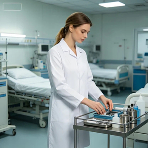 Blouse médicale durable multi-poches blanche anti-décoloration pour étudiants en médecine et techniciens de laboratoire - Product Image 4