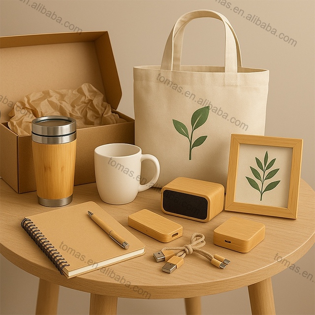 Reusable Eco Promotional Gift Set with Tote Bag Stainless Cup Notebook Pen for Corporate Marketing