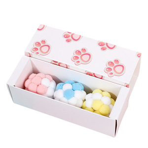 Venta caliente Meow y Spot gato en caja Macaron color bola de peluche morder divertido gato juguete con campana gato de peluche - Product Image 5