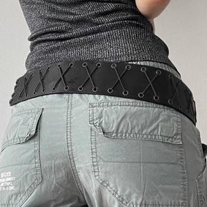 Ecowalson Vintage vendaje borlas Pu cinturón Y2K ahueca hacia fuera Punk mujeres al aire libre moda faldas Jeans pantalón cintura decorativa - Product Image 5