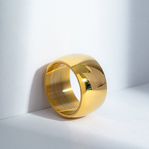 12mm 와이드 링 남성용 고광택 광택 스테인리스 스틸 청키 링 힙합 펑크 문 보석 - Product Image 4