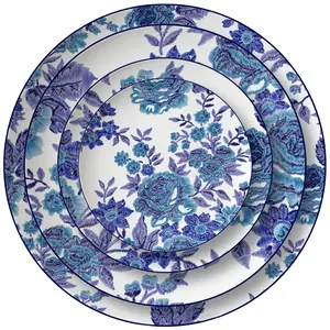 中国制造商花卉图案陶瓷餐具盘子餐具