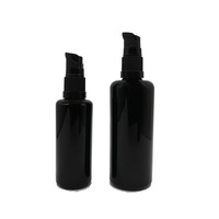 Flacon de lotion en verre rond noir vide avec pompe à pression, résistant aux UV, pour emballages de soins de la peau, 10 ml, 20 ml, 30 ml, 50 ml, 100 ml