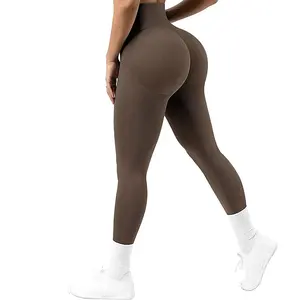 Nahtlose gestrickte Hüftfeuchtigkeit Jogging-Hose Sport Fitness sexy gewindete pfirsich-Hülse V-Taille hohe Sprünge Damen 9-Minut-Hose