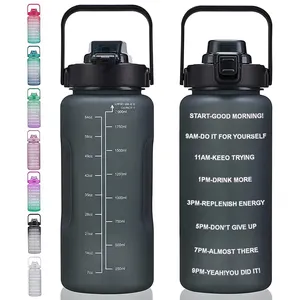 Amazon vendita calda 2023 bpa free travel bottiglia d'acqua motivazionale in paglia di vetro a tenuta stagna con logo personalizzato