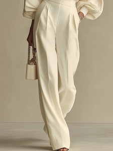 <span class=keywords><strong>Ensemble</strong></span> 2 pièces pour <span class=keywords><strong>femme</strong></span>, haut en tricot à manches lanternes blanc crème, pantalon à taille haute et jambes larges, <span class=keywords><strong>ensemble</strong></span> élégant et décontracté - Product Image 5