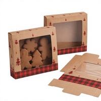 Weihnachts-Keksbox Kraftpapier Geschenkverpackung mit Fenster für Kekse, Pralinen, Süßigkeiten zum Verschenken