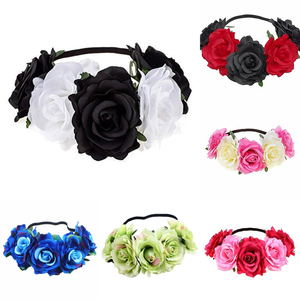 Nicro Nouveau Bandeau de Cheveux Créatif en Flanelle Colorée avec Roses, Accessoire <span class=keywords><strong>Photo</strong></span>, Réglable, 5 Fleurs Artificielles, pour Fête Costumée - Product Image 6