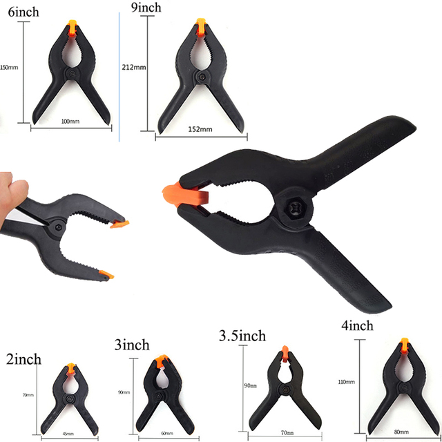 2 3  3.5 4 6 9 Inch Professional Photography Wood Working a Shape  Nylon Plastic Backdrop Clips Spring Clamps