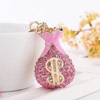 Porte-clés en cristal avec strass étincelants, signe dollar, pendentif pour voiture et sac à main, breloque porte-bonheur et porte-fortune