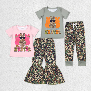 Ensembles de vêtements assortis pour frères et sœurs, imprimé camouflage Hunter Bunny, vêtements de Pâques pour enfants, vêtements pour bébé fille - Product Image 1