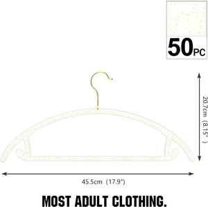 Perchas de Plástico Premium Transparentes, Resistentes, Ecológicas y Ligeras con Ganchos Dorados, Sin Presión en los Hombros, Ahorro de Espacio para Armario - Product Image 2
