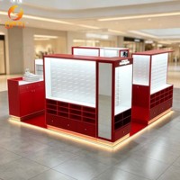 Kiosque optique LED personnalisé pour centre commercial, présentoir de lunettes en ligne, vitrine de magasin de lunettes de soleil avec tiroir et comptoir de caisse