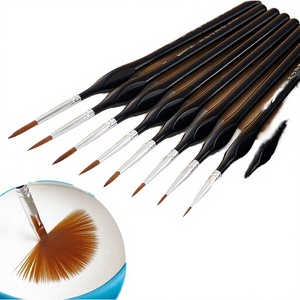 Ensemble de pinceaux à aquarelle Weizhuang SL06 en poils de blaireau miniature, 11 pièces, manche en plastique, nylon, pinceaux fins pour détails, pinceaux de qualité supérieure - Product Image 4