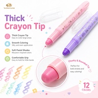 Crayons en Gros Lavables 12 Couleurs Macaron Bâtons de Couleurs Professionnels Crayon Kawaii Peinture à l'Huile Crayons Torsadés Soyeux Set