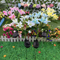 Nouveau Style Artificielle Solaire énergie lys Fleur Plancher Inséré Lampe Extérieure Étanche Festival Jardin Paysage Décoration