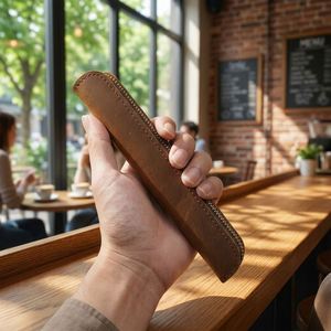 Vintage Simple Leather Stylus <b>Pen</b> Case Storage Bag Portable Genuine Leather Mini <b>Tablet</b> <b>Pen</b> Pouch with Zipper - Product Image 2