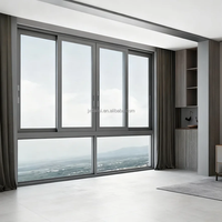 Ventana Corredera de Aluminio para Balcón de Dormitorio, Aislamiento Térmico, Vidrio Hueco, Ventanas Correderas con Mosquitera