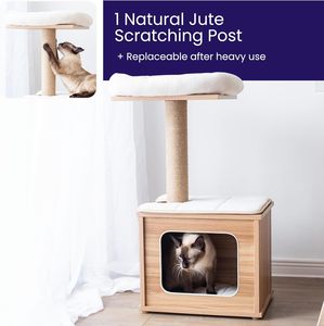Árbol para Gatos de Madera Maciza de <span class=keywords><strong>Tres</strong></span> Pisos, Torre para Gatos Mini, Apartamento de Lujo para Gatos, Resistente y Fácil de Montar para Gatitos - Product Image 5