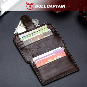 BULLCAPTAIN Cartera de Cuero Genuino con Bloqueo RFID, Mini Tarjetero con Cremallera, Billetera Delgada para Tarjetas de Crédito e Identificación, Monedero para Oficina - Product Image 3
