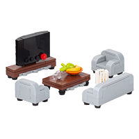 Kit de Muebles para Casa de la Serie MOC City, Librería, Mesa, Modelo para Armar, Bloques de Construcción Educativos DIY para Niños