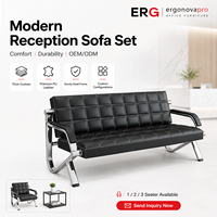 Ensemble de canapés de bureau modernes en cuir Ergonovapro pour hôpitaux, centres commerciaux, salles d'attente, salons d'entreprise, avec structure métallique, 1 à 3 places