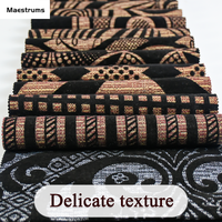 Tissu de revêtement en lin floqué personnalisé en gros, polyester, faux lin floqué, velours floqué adhésif, tissu de canapé