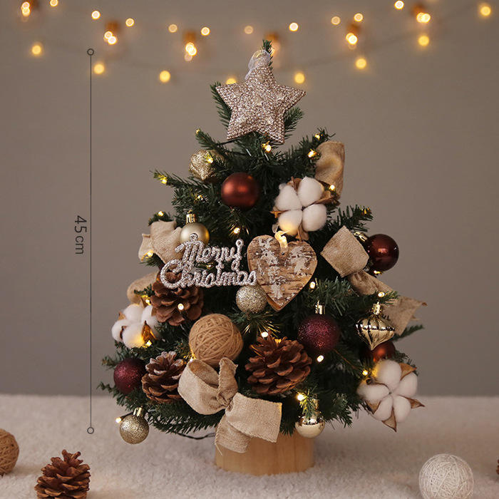 Pe christmas tree with lights-45cm curry cotton green tree