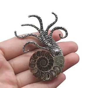 Spilla di polpo di lumaca color maculato fatto da te grande polpo gioielli di vita marina spilla pendente in ammonite decorazione a doppio scopo