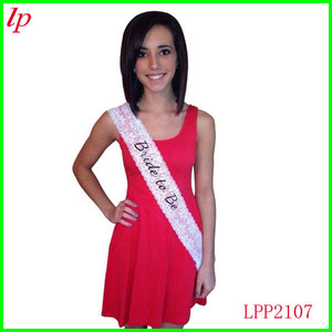 Lace <b>Bride</b> To Be <b>Sash</b> For Bachelorette Wedding Party Red Black LPP2108 - Product Image 2