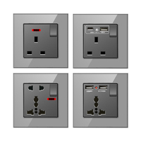 Prises de courant universelles 18W Type-C Smart Quick Charge, panneau d'interrupteurs électriques 1/2way 220V, prises murales Usb UK 13A