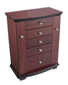 Large Wooden Jewelry <b>Box</b>/Cabinet/Armoire 5 Layers Large Jewelry Organizer <b>Box</b> with <b>Mirror</b> Drawers and Lock - Product Image 1