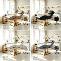 Fauteuil de Salon de Beauté et Spa pour Extensions de Cils, Chaise Faciale Ergonomique Réglable, Lit de Massage Électrique Luxe Beige Inclinable