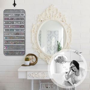 Double-Sided Folding Hanging Jewelry Organizer 80 Pockets 36 Hooks Fabric Storage Bag with Zipper for Earrings Necklaces Rings - Product Image 6