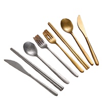 YolecenFactory Fournisseur direct Ensemble de couverts rétro en acier inoxydable 304, style carré ancien, antidérapant, baguettes, cuillère, fourchette, couteau, usage commercial, coréen