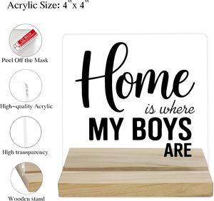 Letrero Acrílico con Soporte de Madera 'El Hogar es Donde Hay Niños', Decoración para Habitación de Niños, Regalo para el Hijo - Product Image 3