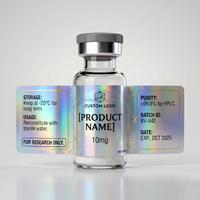 Étiquettes holographiques autocollantes étanches pour flacons de peptides 3ml 5ml 10ml, pour poudres cosmétiques et flacons de laboratoire – Vente directe usine