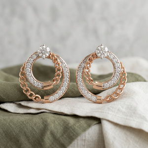Boucles d'oreilles de luxe pour femme en or massif 9K, serties pavé, diamants synthétiques cultivés en laboratoire, taille brillant 2,00 mm, couleur D, certifiées IGI - Product Image 1